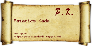 Patatics Kada névjegykártya